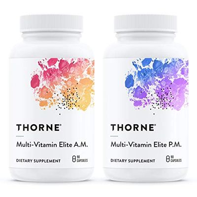 THORNE Multi-Vitamin Elite - Daily Nutritional Supplement - AM Formula Supports Cellular Energy Production and PM Formula Supports Restful Sleep - Gluten-Free, Dairy-Free - 180 Capsules - 30 Servings