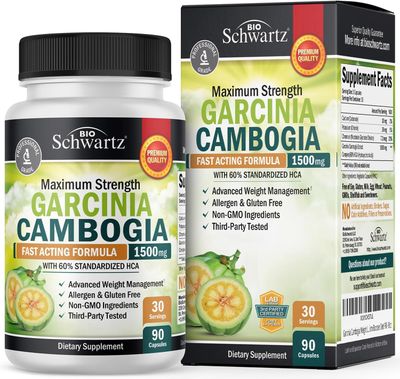 Garcinia Cambogia Weight Loss Pills - 1500mg HCA Pure Extract - Fast Acting Appetite Suppressant - Fat Burner for Women and Men to Help Lose Weight - Carb Blocker Metabolism Diet Pill - 90 Capsules