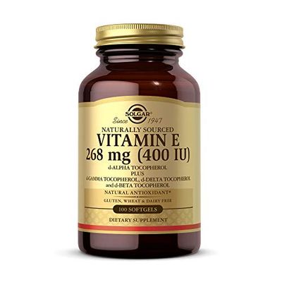 Solgar Vitamin E 268 MG (400 IU) (d-Alpha Tocopherol &amp; Mixed Tocopherols), 100 Softgels - Supports Immune System &amp; Skin Nutrition - Natural Antioxidant - Gluten Free, Dairy Free - 100 Servings