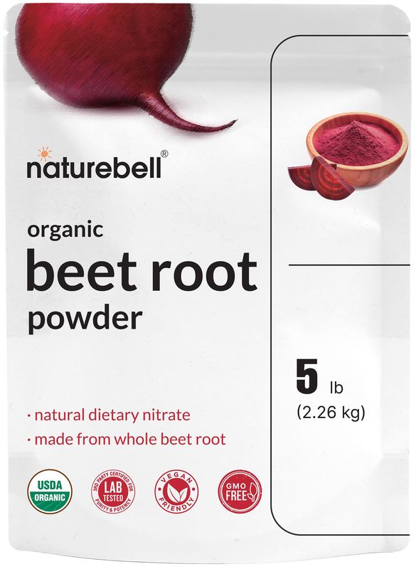 NatureBell Organic Beet Root Powder 5Lbs | 4,000mg Per Serving - Concentrated Whole Beet Root Source | High Dietary Nitrates - Raw Superfood Supplements - Great for Vegan Shakes &amp; Smoothies - Non-GMO
