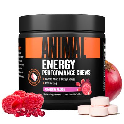 Animal Energy Chews, Fast Acting Energy with Caffeine, Nootropics and Sea Salt for Focus and Pre Workout - Convenient and Delicious Chews Format - Pom-Berry