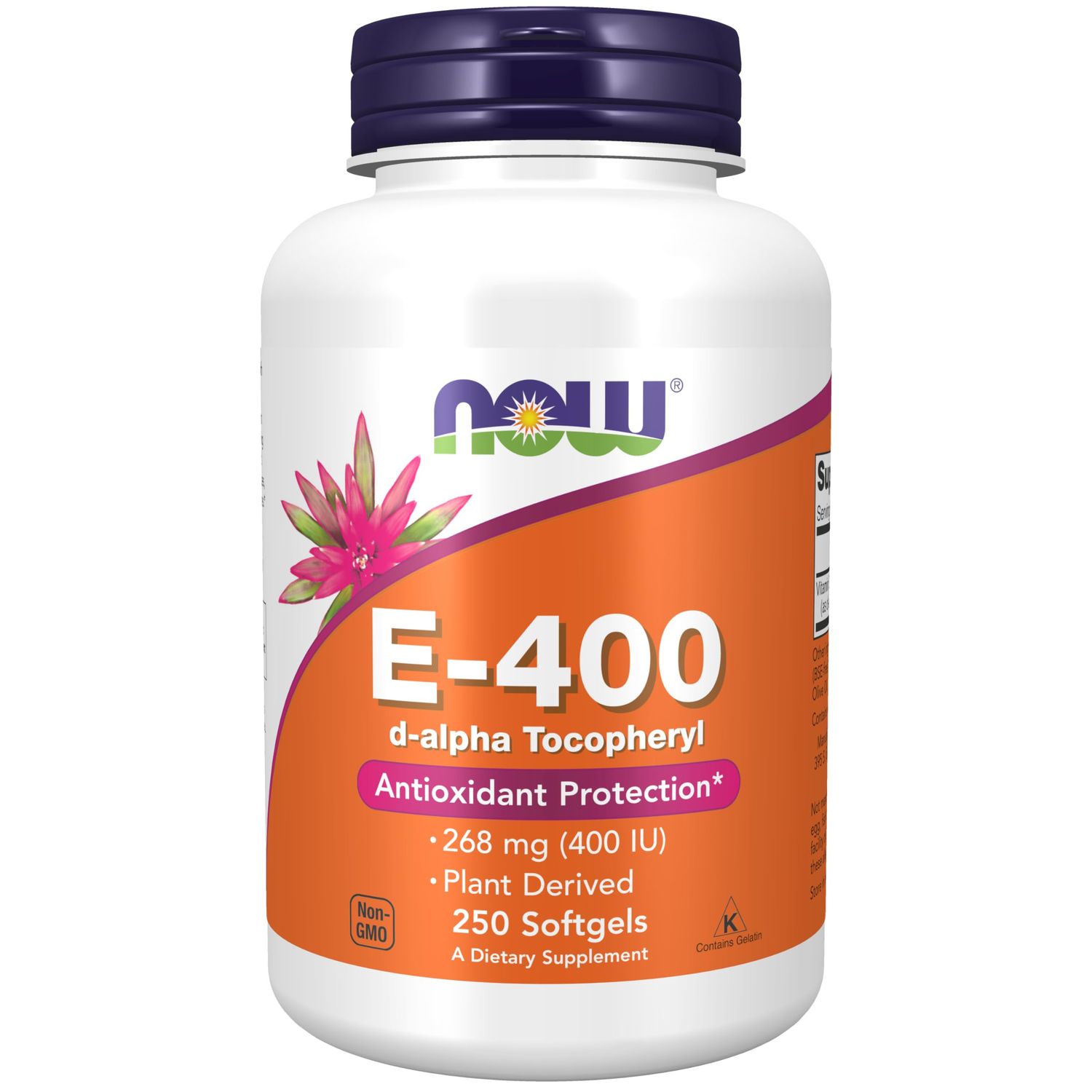 NOW Foods Supplements, Vitamin E-400 IU, D-Alpha Tocopheryl, Antioxidant Protection*, 250 Softgels