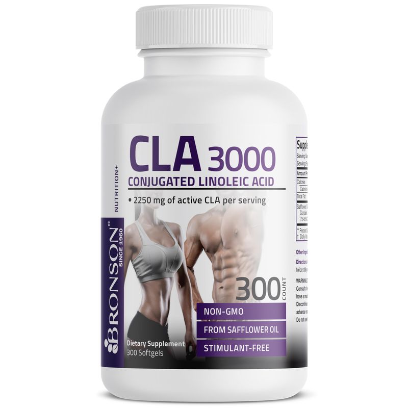 Bronson CLA 3000 Extra High Potency Supports Healthy Weight Management Lean Muscle Mass Non-Stimulating Conjugated Linoleic Acid 300 Softgels