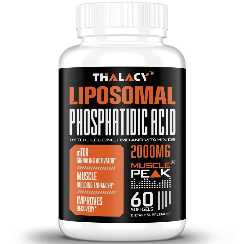 Thalacy 2000mg Liposomal Phosphatidic Acid Muscle Builder (PA), High Absorption Muscle Building Supplements for Men &amp; Women | Muscle Gainer, mTOR Protein Synthesis &amp; Lean Muscle, Strength,60 Capsules