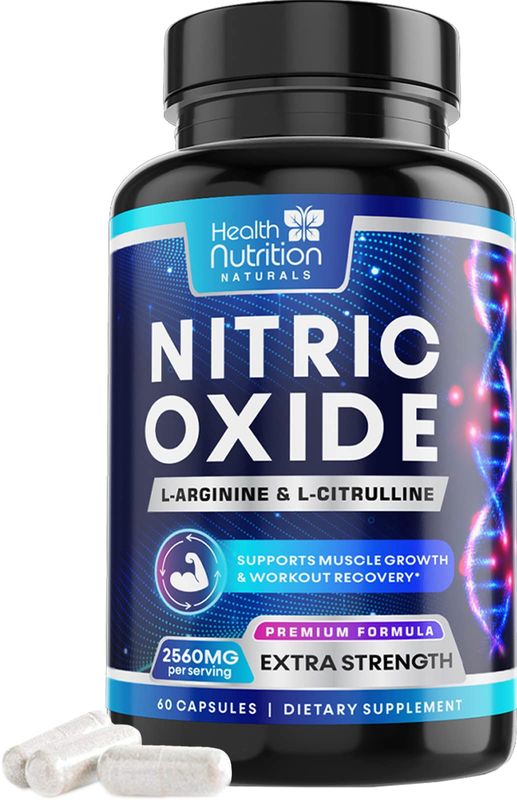 Extra Strength Nitric Oxide Supplement L Arginine 3X Strength - Citrulline Malate, AAKG, Beta Alanine - Premium Muscle Supporting Nitric Booster for Energy &amp; Strength to Train Harder - 60 Capsules