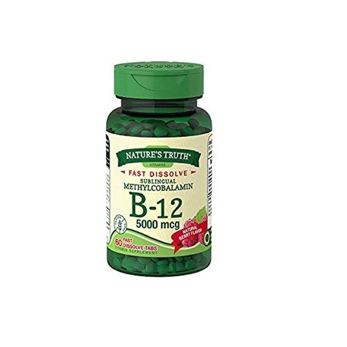 Nature&#39;s Truth Sublingual Methylcobalamin B-12 5000mcg Tabs, Berry 60 ea (Pack of 3)