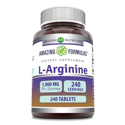 Amazing Formulas L-Arginine 1000mg Tablets | Amino Acid Supplement for Women &amp; Men | Non-GMO | Gluten Free | Made in USA (240 Count)