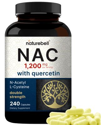 NAC Supplement 1200mg Per Serving | 240 Capsules, N-Acetyl Cysteine with Quercetin | Double Strength - Support for Immune, Liver, &amp; Lung Health