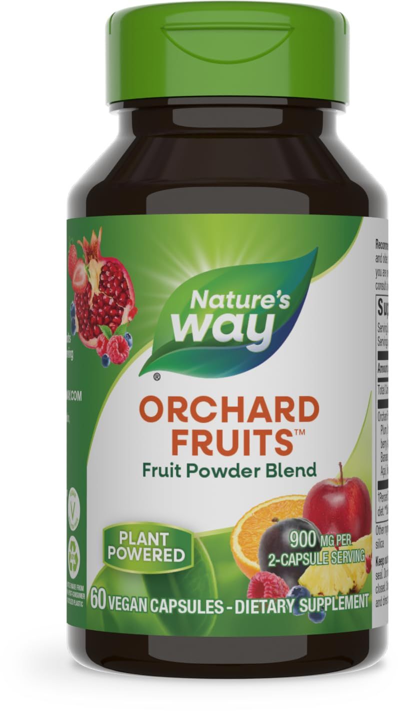 Nature&#39;s Way Orchard Fruits, Fruit Powder Blend, Contains 12 Different Fruits, 900mg Per 2-Capsule Serving, 60 Capsules (Packaging May Vary)