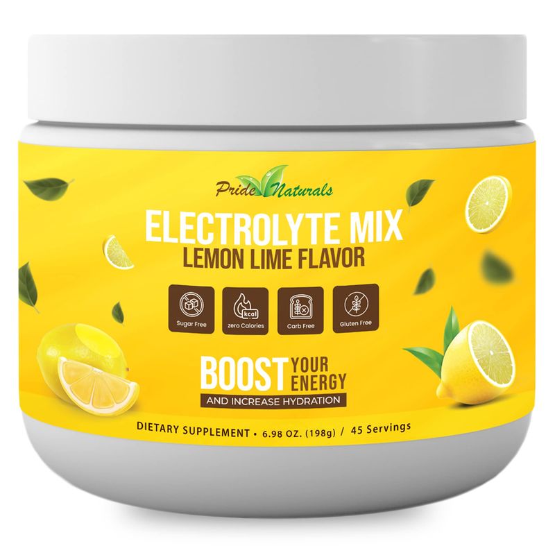 Electrolyte Powder - Refreshing Workout Recovery Electrolytes, Sugar Free, Gluten Free &amp; Vegan, Pure Keto &amp; Paleo Hydration Beverage, Immune Boosting Vitamins (198 Grams, Lemon Lime)