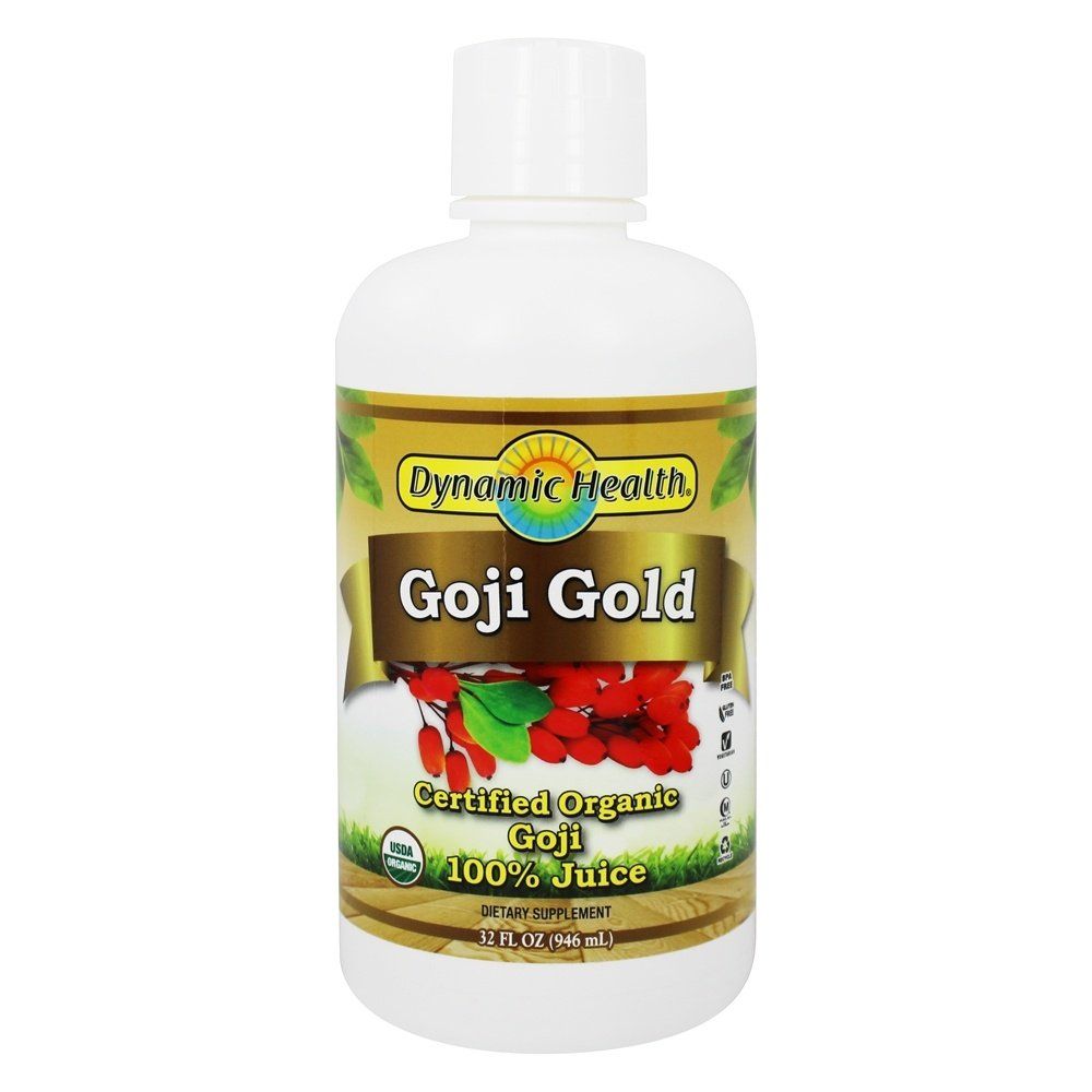 Dynamic Health Goji Gold Juice, Certified Organic, 100% Juice, Minerals, Antioxidants, Enzymes, Amino Acids, Vitamins, Gluten-Free, 32oz