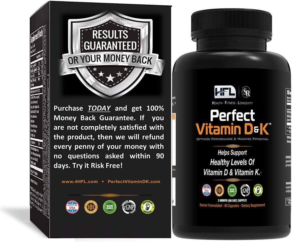 HFL Perfect Vitamin D&amp;K by Dr. Sam Robbins | Vitamin D3 &amp; K2 (MenaQ7 MK-7) | 3 Month Supply | 2X Absorbable | Vegan, Plant-Based, Micro-Encapsulated.