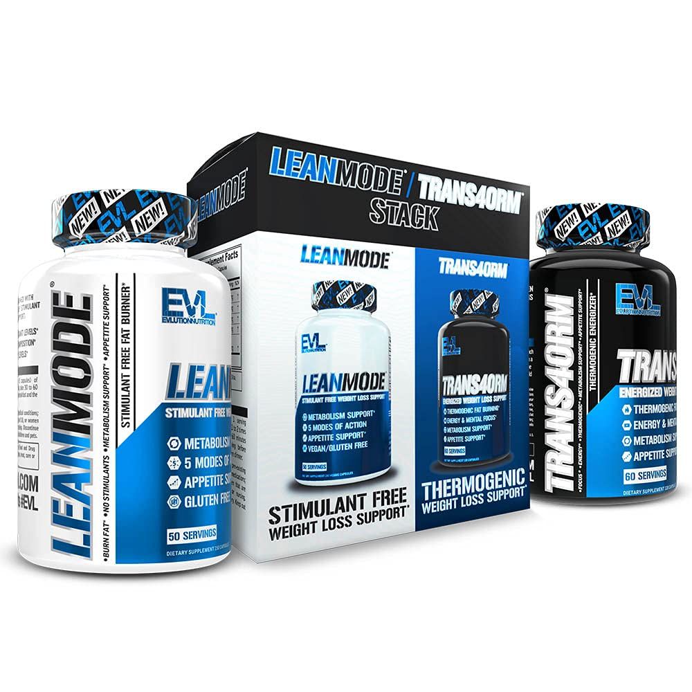 EVL Weight Loss Support Stack - Trans4orm Thermogenic Fat Burner Support Pills with Green Coffee Bean Extract and Forskolin Plus LeanMode Non-Stimulant Metabolism and Fat Loss Support Pills