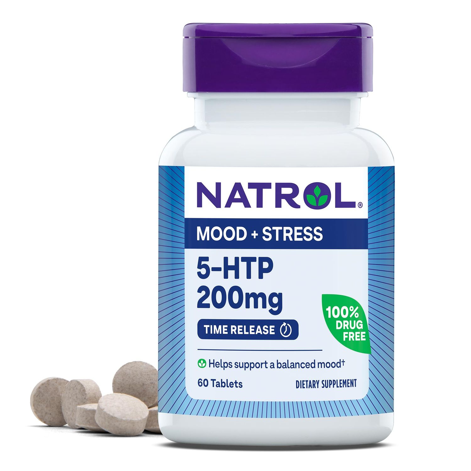 Natrol 5-HTP 200mg, Dietary Supplement Helps Support a Balanced Mood, 60 Time Release Tablets, 60 Day Supply