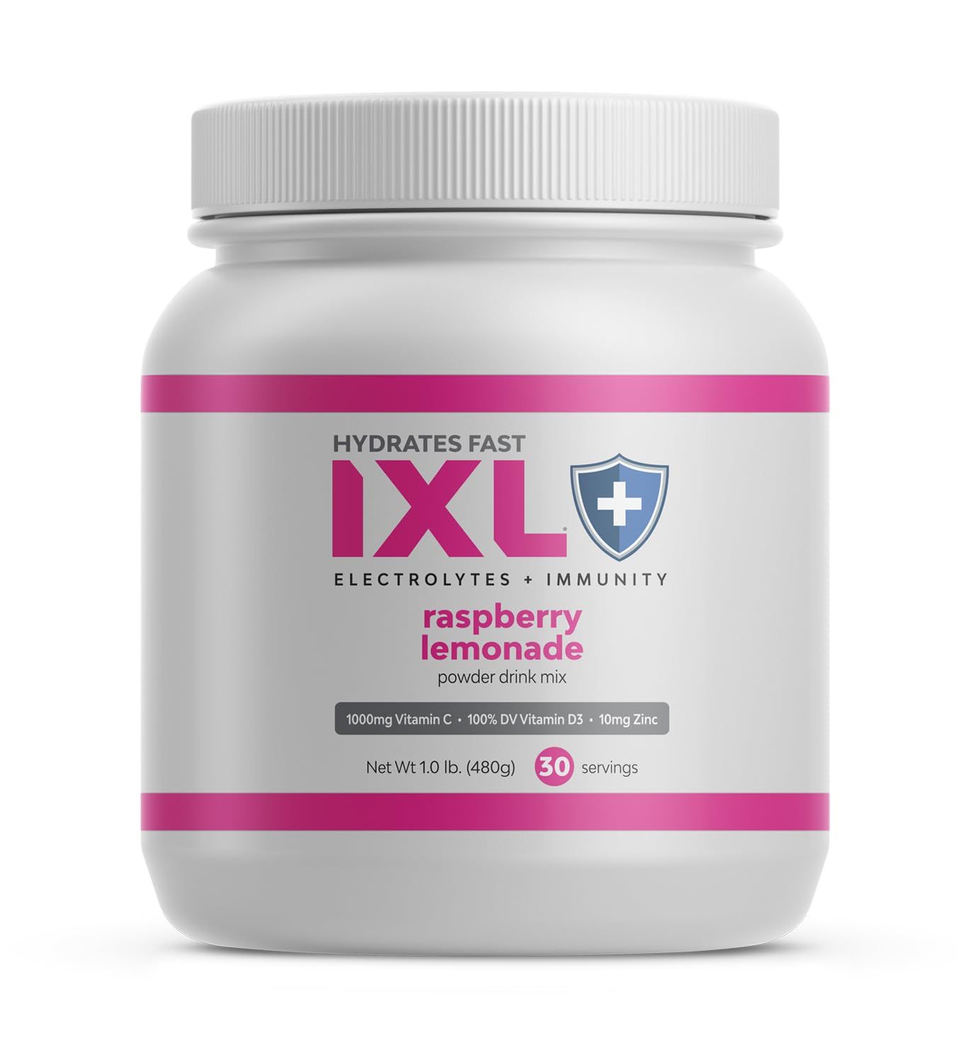 IXL Electrolytes + Immunity - 480g Tub, Hydrates Fast, Powerful Immune Boosters, Potassium Rich, Amino Acids, Raspberry Lemonade, Powder Drink Mix