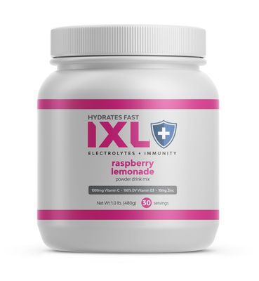 IXL Electrolytes + Immunity - 480g Tub, Hydrates Fast, Powerful Immune Boosters, Potassium Rich, Amino Acids, Raspberry Lemonade, Powder Drink Mix