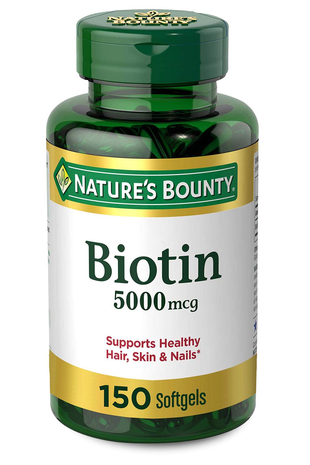 Nature&#39;s Bounty Biotin, Vitamin Supplement, Supports Metabolism for Cellular Energy and Healthy Hair, Skin, and Nails, 5000 mcg, 150 Softgels