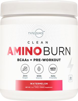 Type Zero AminoBurn - Vegan Amino Acids Energy Pre Workout Drink for Women/Men (Watermelon) Sugar-Free Energy Drink Powder &amp; Amino Acids Supplement - Natural Preworkout Energy