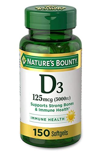 Nature&#39;s Bounty Vitamin D3, Immune and Bone Support, 5000IU, Rapid Release Softgels, 150 Ct