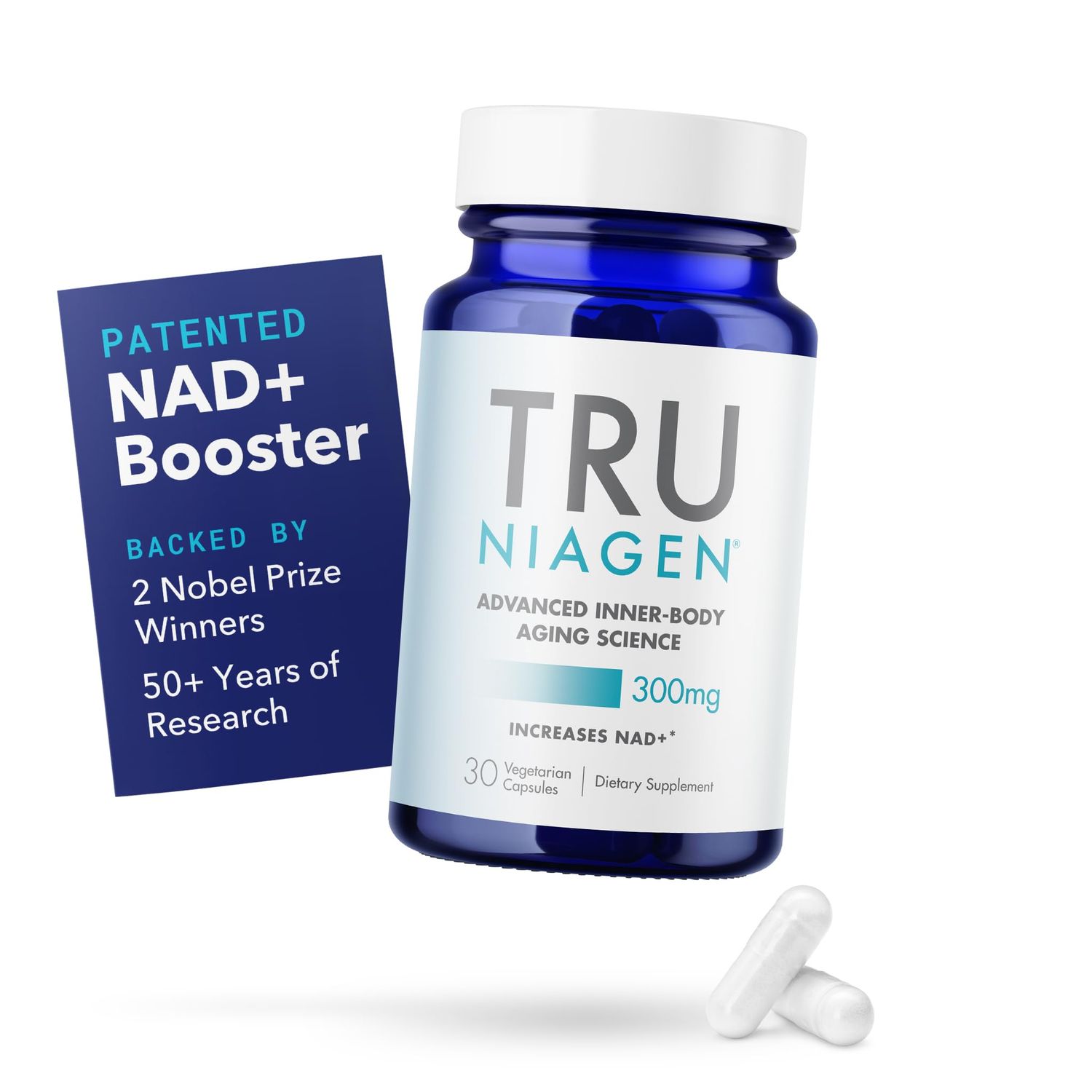 TRU NIAGEN Patented NAD+ Supplement for Anti Aging and Cell Regeneration, 300 mg Niagen, 30 Servings | Supports Cellular Energy, Brain, Muscle | Nicotinamide Riboside (NR) Take 1 Daily | 1 Bottle