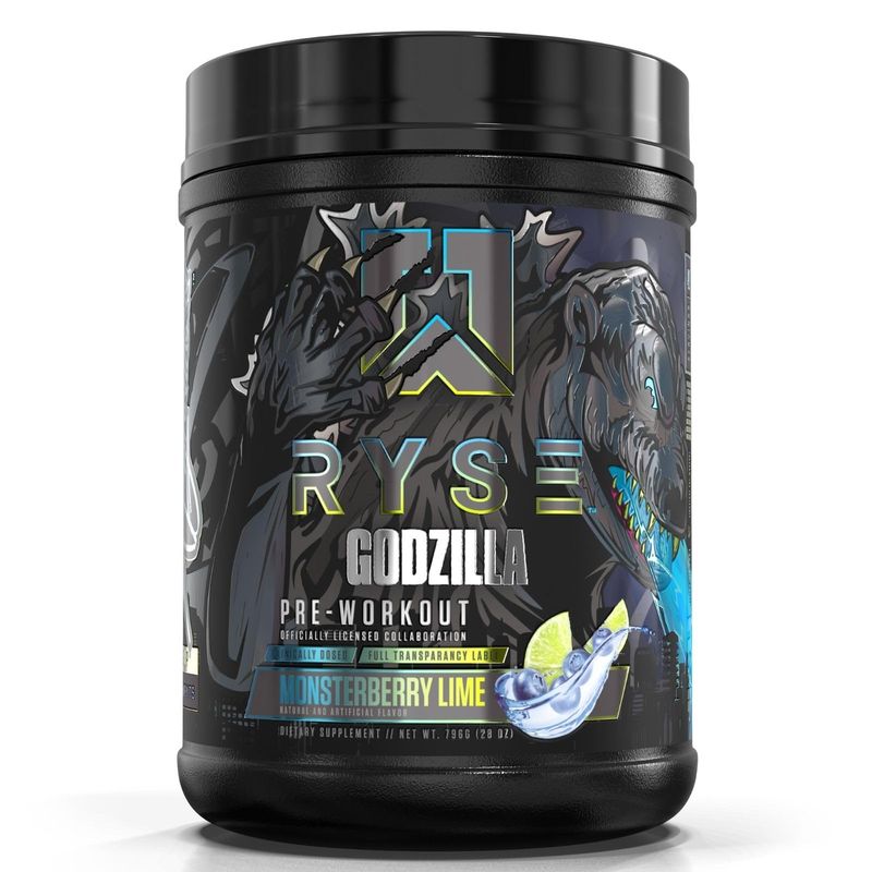 Ryse Noel Deyzel x Godzilla Pre Workout | Intense Pumps, Energy, &amp; Focus | Citrulline &amp; Beta Alanine | 400mg Total Caffeine | 40 Servings (Monsterberry Lime)