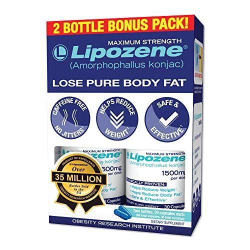 Lipozene - Weight Loss Supplement Diet Pills - Appetite Suppressant and Control - Two Bottles 60 Capsules Total