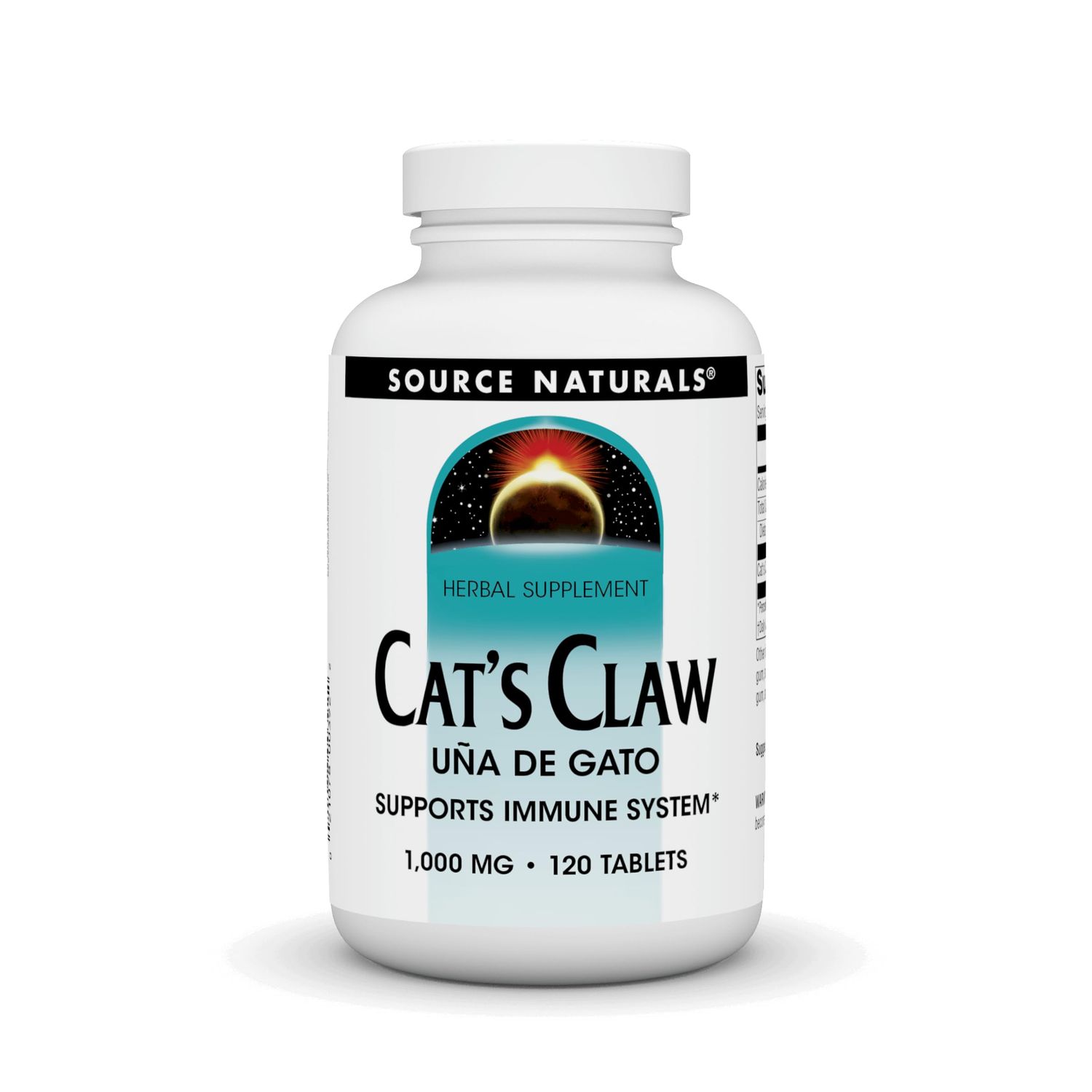 Source Naturals Cat&#39;s Claw Bark Una de Gato 1000 mg Dietary Supplement - Supports Immune System - 120 Tablets
