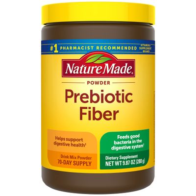 Nature Made Prebiotic Fiber Powder, Taste Free & Sugar Free Plant Based Vegetarian Prebiotic Fiber Drink Mix for Digestive System Support, 9.87 oz, 70 Day Supply