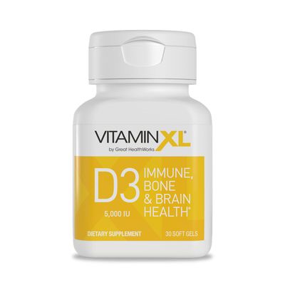 OmegaXL VitaminXL D3 High Potency Daily Vitamin D 5000 IU 125mcg Immune Support Supplement - Promotes Healthy Muscle Function &amp; Strong Bones - Non-GMO, Gluten-Free - 30 Softgels