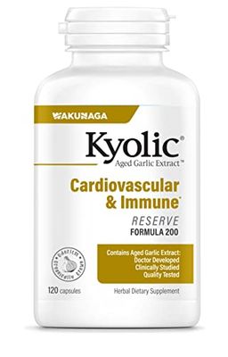 Kyolic Aged Garlic Extract Formula 200, Cardiovascular &amp; Immune, Reserve 120 Capsules (Packaging May Vary)