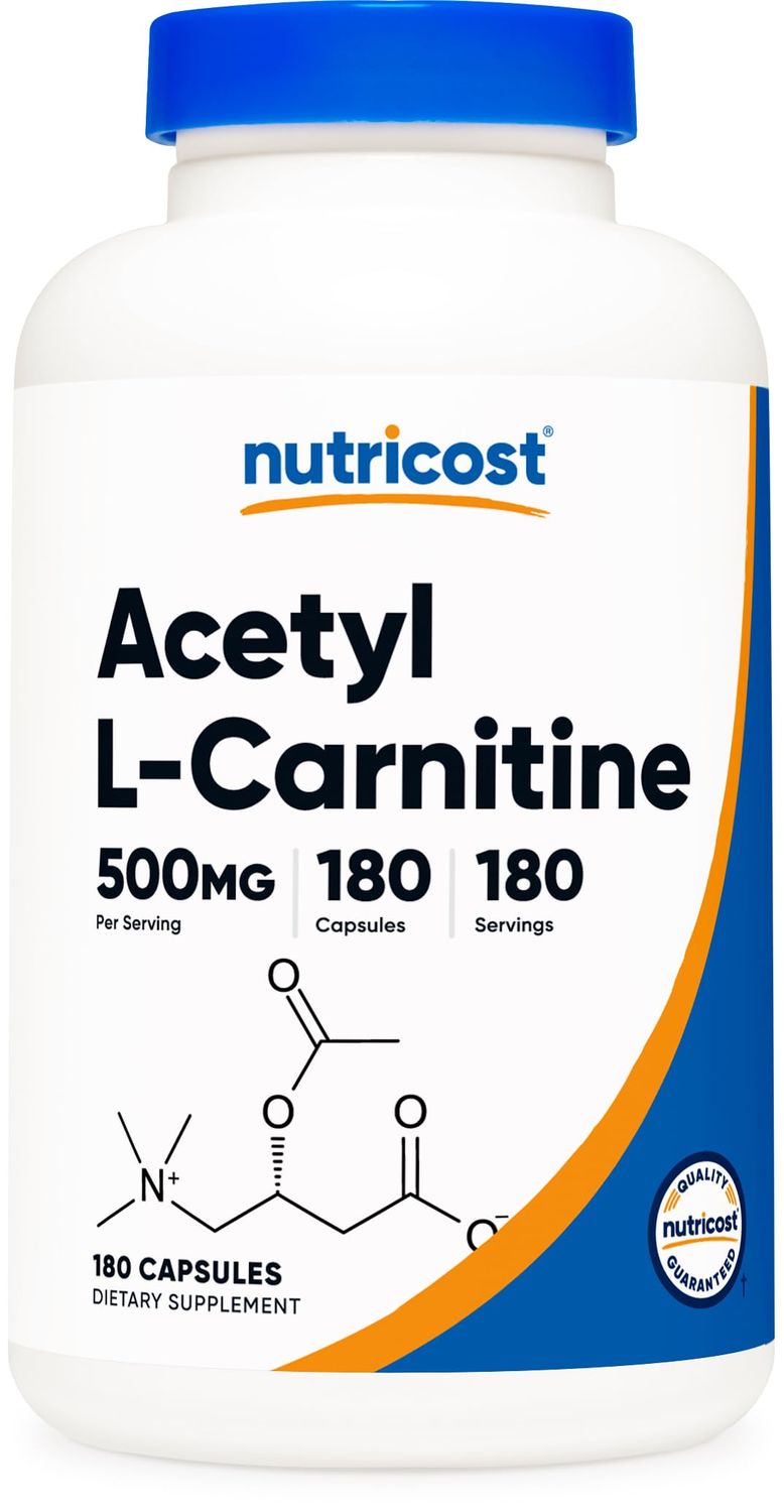 Nutricost Acetyl L-Carnitine 500mg, 180 Capsules - Non-GMO and Gluten Free