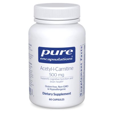 Pure Encapsulations Acetyl-L-Carnitine 500 mg - Memory &amp; Brain Supplement - Brain Support &amp; Focus* - Gluten Free &amp; Non-GMO - 60 Capsules