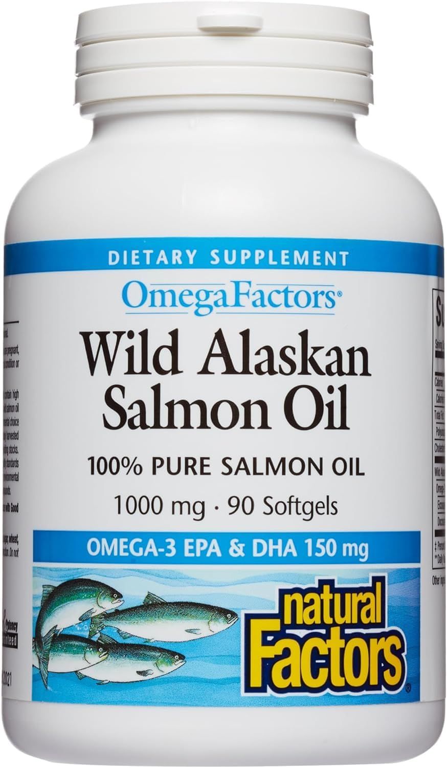 Natural Factors, Wild Alaskan Salmon Oil Provides Omega-3, EPA, DHA &amp; Vitamin D, Supports Brain &amp; Heart Health, 90 Softgels