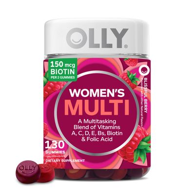 OLLY Women&#39;s Multivitamin Gummy, Vitamins A, D, C, E, Biotin, Folic Acid, Adult Chewable Vitamin, Berry Flavor, 65 Day Supply - 130 Count (Packaging May Vary)