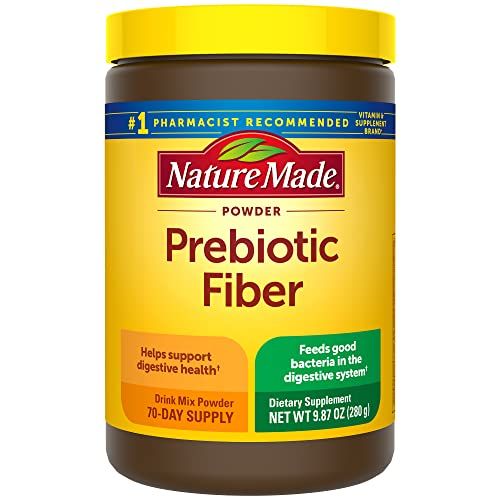 Nature Made Prebiotic Fiber Powder, Taste Free &amp; Sugar Free Plant Based Vegetarian Prebiotic Fiber Drink Mix for Digestive System Support, 9.87 oz, 70 Day Supply