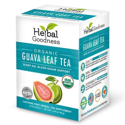 Guava Leaf Tea 24 Tea Bags - 100% Organic Natural Guava Leaves Tea - Hojas De Guayaba Organica for Immune Support, Digestion &amp; Relaxation | Herbal Goodness