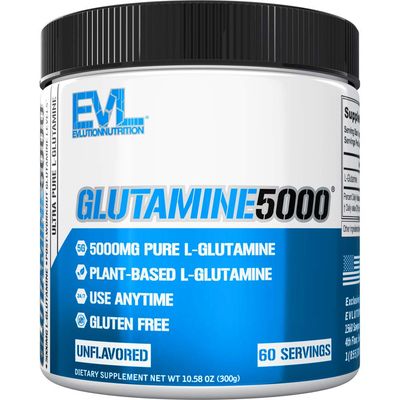 Pure Vegan L-Glutamine Powder Supplement - Evlution Nutrition Nitric Oxide Booster 5g L Glutamine Supplement for Post Workout Recovery Enhanced Pumps Gut Health Energy and Immunity - Unflavored