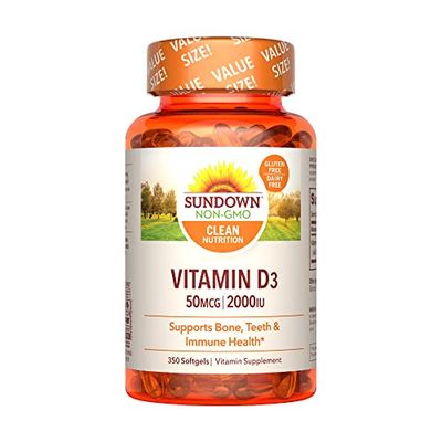 Sundown Vitamin D3 2000 IU Softgels, Supports Bone, Teeth, and Immune Health, 350 Count