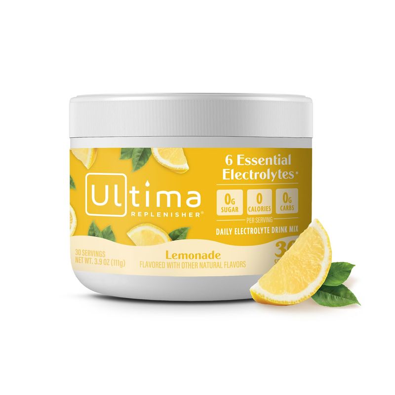 Ultima Replenisher Daily Electrolyte Drink Mix - Lemonade, 30 Servings - Hydration Powder with 6 Key Electrolytes &amp; Trace Minerals - Keto Friendly, Vegan, Non-GMO &amp; Sugar-Free Electrolyte Powder