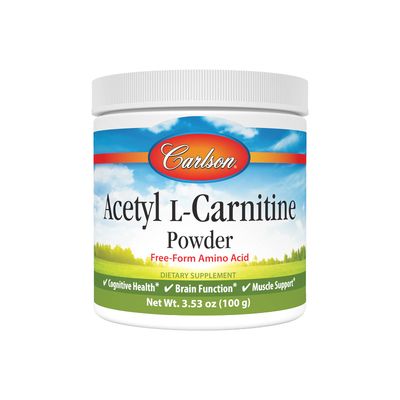 Carlson - Acetyl L-Carnitine Powder, Free-Form Amino Acid, Cognitive Health, Brain Function &amp; Muscle Support, 3.53 oz (100 g)