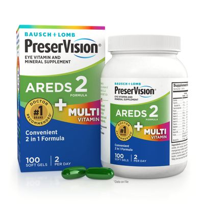 PreserVision AREDS 2 + Multivitamin 2-in-1 Eye Contains Vitamin C, E &amp; Zinc Softgels Packaging May Vary, 100 Count