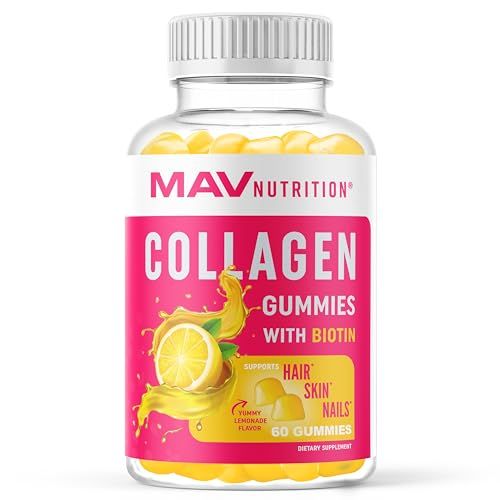 Collagen Gummies for Women | 200mg Hydrolyzed Collagen + 2500mcg Biotin, With Vitamin C, E &amp; Zinc | Anti Aging, Hair Growth, Skin, Strong Nails | Non-GMO Gummy Vitamin Supplements | 60 Count