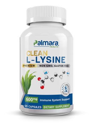 Palmara Health Clean L-Lysine 600mg, 120 Capsules | Vegan, Non-GMO, &amp; Gluten Free