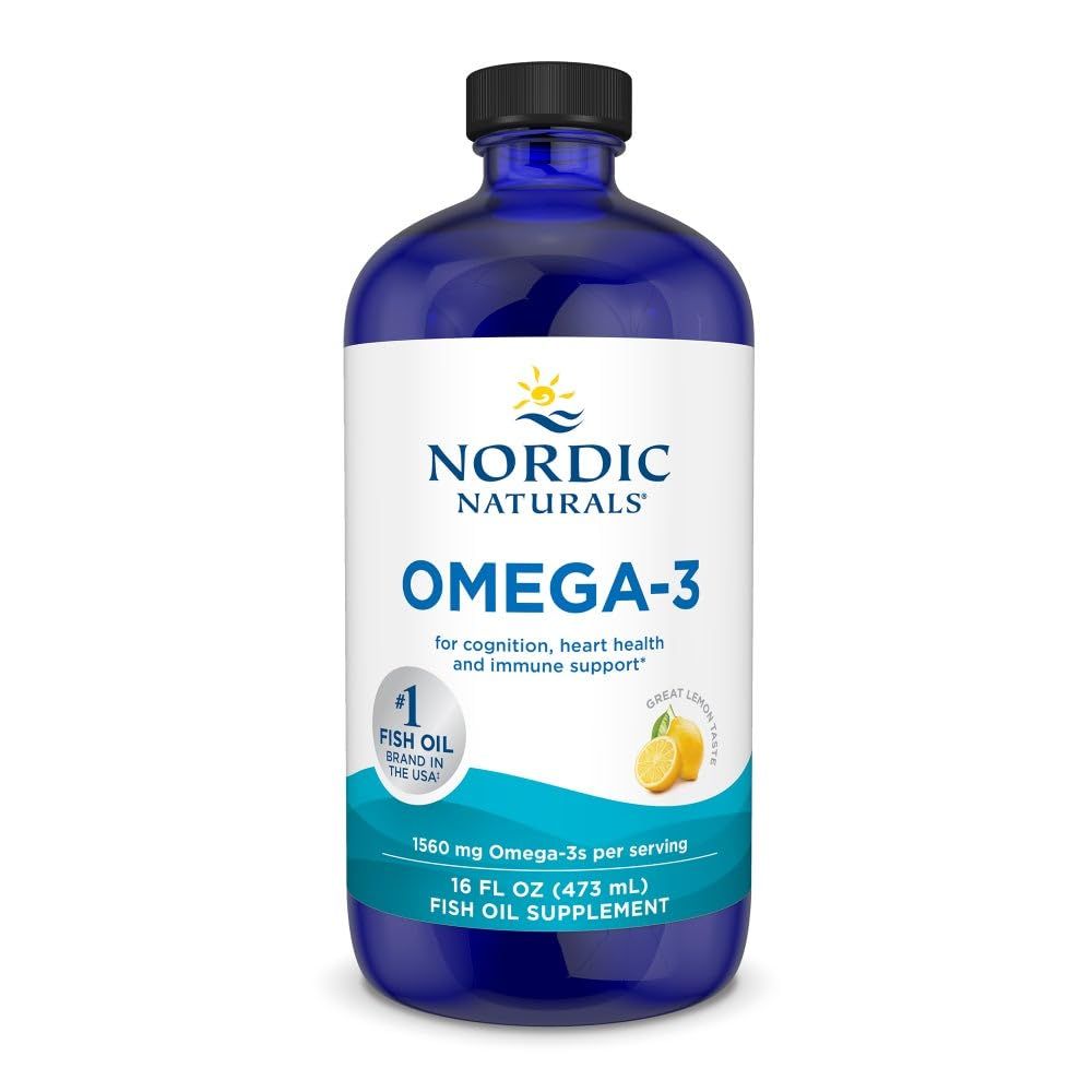 Nordic Naturals Omega-3, Lemon Flavor - 16 oz - 1560 mg Omega-3 - Fish Oil - EPA &amp; DHA - Immune Support, Brain &amp; Heart Health, Optimal Wellness - Non-GMO - 96 Servings
