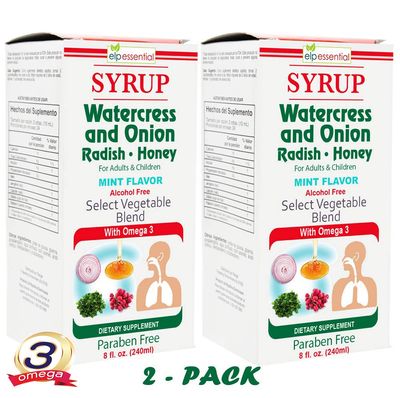 Jarabe Berro y Cebolla Rabano - Miel 8 Oz 2-Pack Watercress and Onion Radish - Honey Syrup, with Omega 3