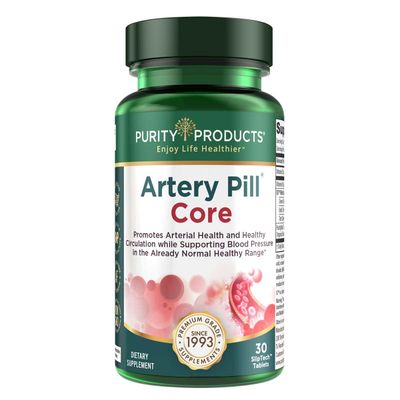 Purity Products Artery Pill Core from MK-7 Vitamin K2, Plant-Based S7 Nitric Oxide Booster, Vitamin D3, Organic Blueberries - Promotes Arterial Health & Cardiovascular Function - 30 Count