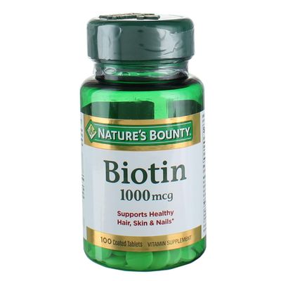 Biotin by Nature's Bounty, Vitamin Supplement, Supports Metabolism for Cellular Energy and Healthy Hair, Skin, and Nails, 1000 mcg, 100 Tablets