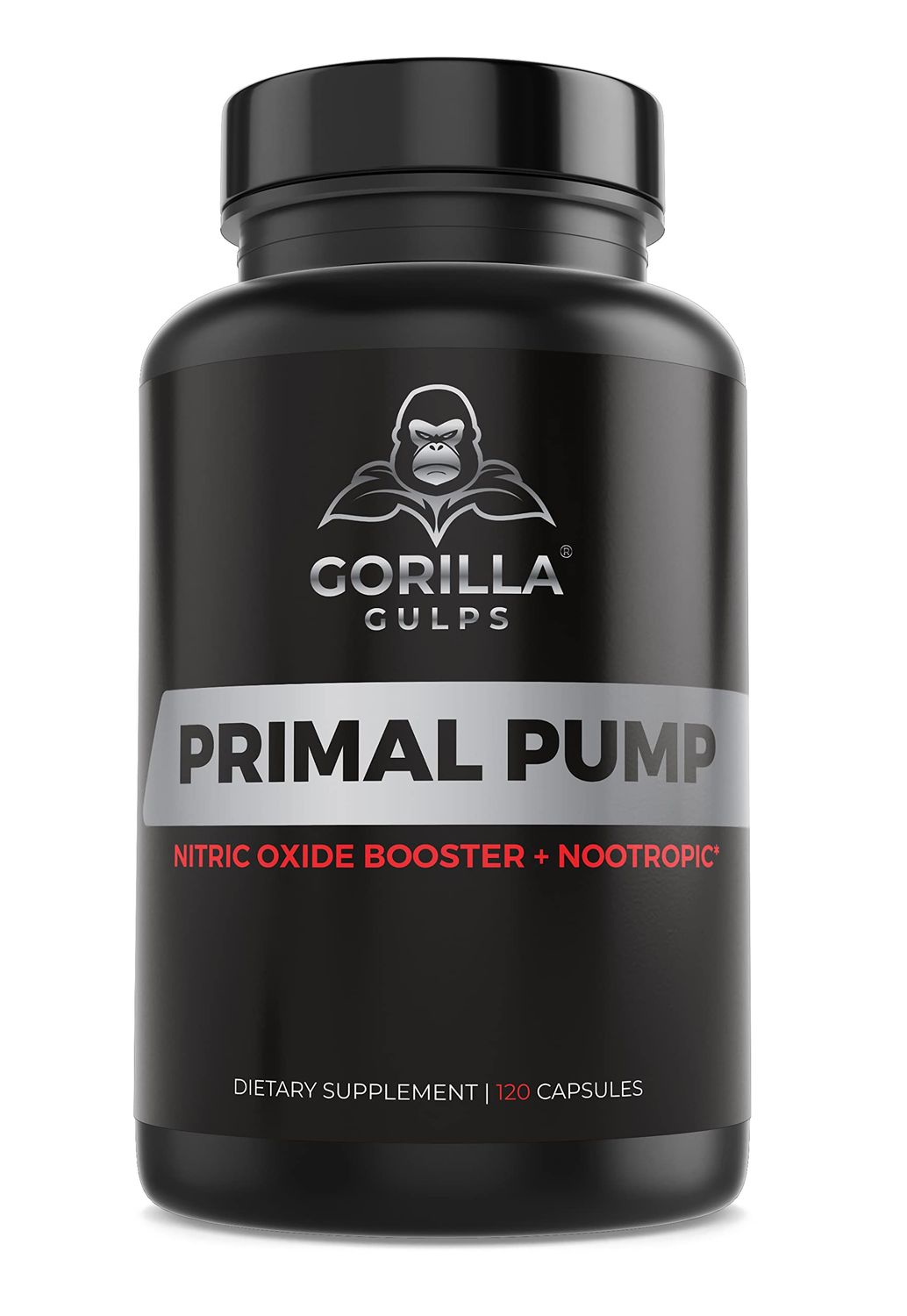 Gorilla Gulps - Primal Pump Nitric Oxide Supplement Nootropic 1500mg Nitrosigine L Arginine &amp; Beet Root for Muscle Growth, Pumps, Blood Flow, Energy &amp; Focus - Max Strength Pre Workout N.O. Booster