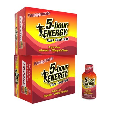 5-hour ENERGY Regular Strength Energy Shot, Pomegranate Flavor, Zero Calories &amp; Sugar-Free 200 mg Caffeinated Shot, Amino Acids &amp; B Vitamins, Dietary Supplements, 1.93 oz., 24 Count