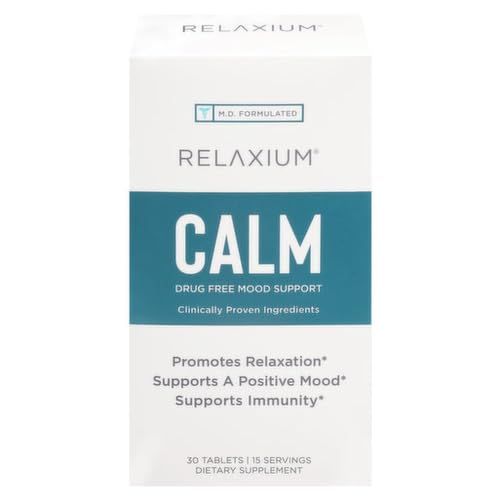 Relaxium Calm, Non-Habit Forming, Stress and Mood Support Supplement, Elevate Mood &amp; Boost Relaxation with Ashwagandha, 5-HTP, GABA, Passion Flower, (30 Tablets, 2 Week Supply)